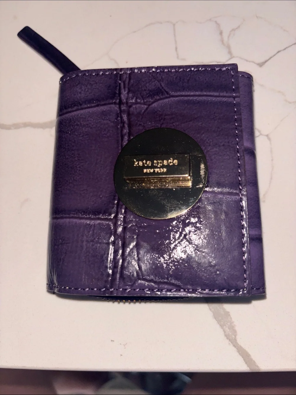 kate spade Like New Purple Croc-Embossed Zip Wallet with coin purse